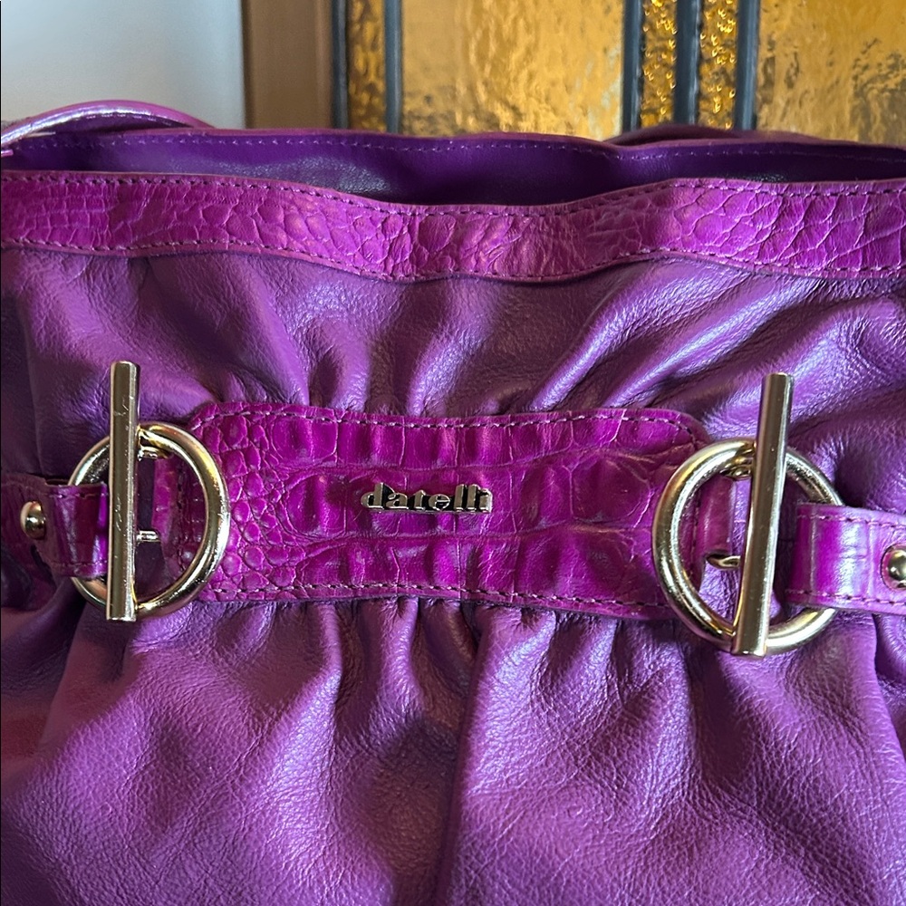 Gorgeous vintage leather Tote Bag in vibranf purple. Excellent condition - Picture 3 of 8